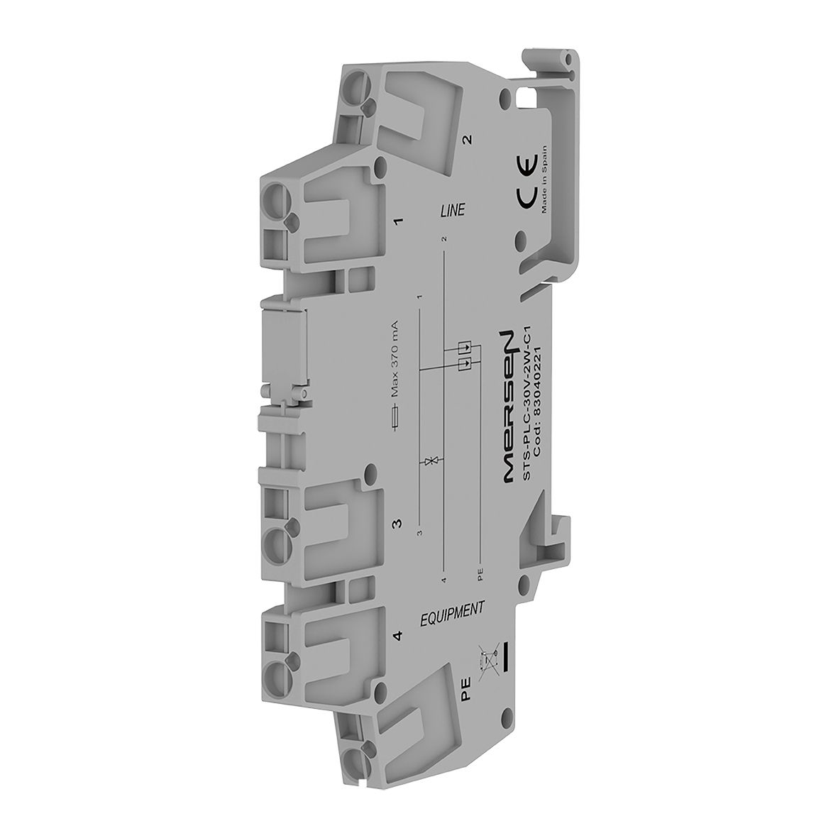 83040221 - SPD for PLC, terminal block format, 5 kA, 30 V and 2 protected wires.